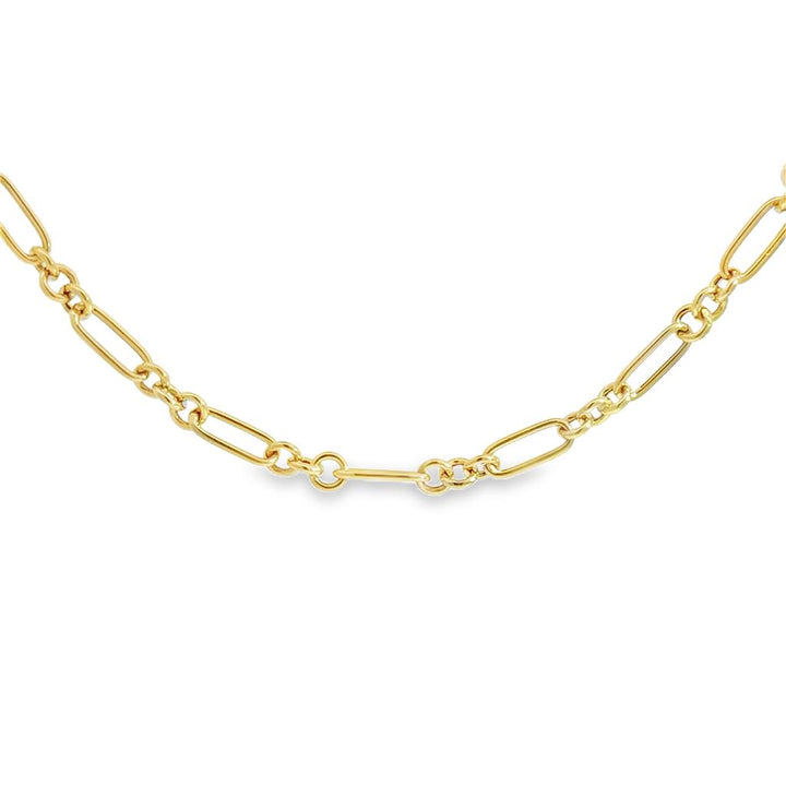 14K Yellow Gold Fancy Link Chain Necklace