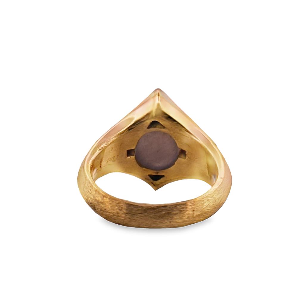 Vintage Unheated Star Sapphire & Diamond Ring, Platinum & 18K Yellow Gold