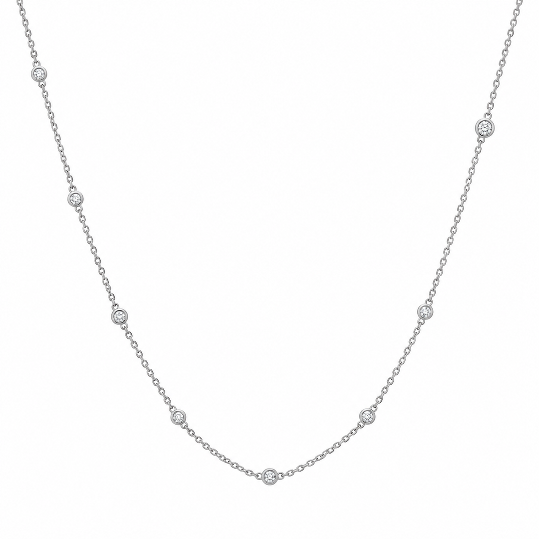 0.75 CTW Diamond by the Inch Chain Necklace in 14K White Gold – 18" Length