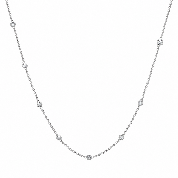 0.75 CTW Diamond by the Inch Chain Necklace in 14K White Gold – 18" Length