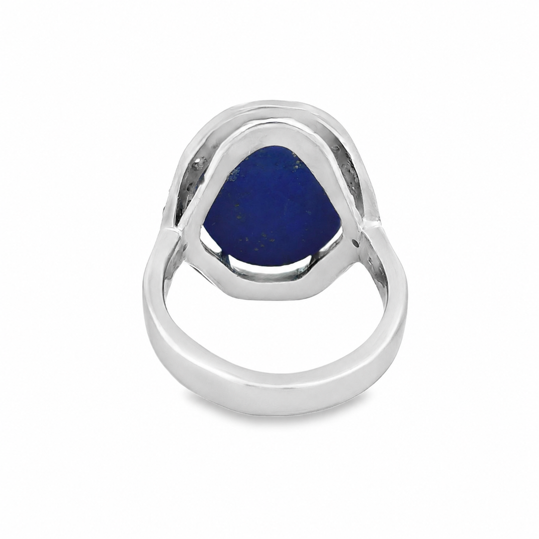 0.45 CTW Diamond &amp; Lapis 14K White Gold Halo Ring