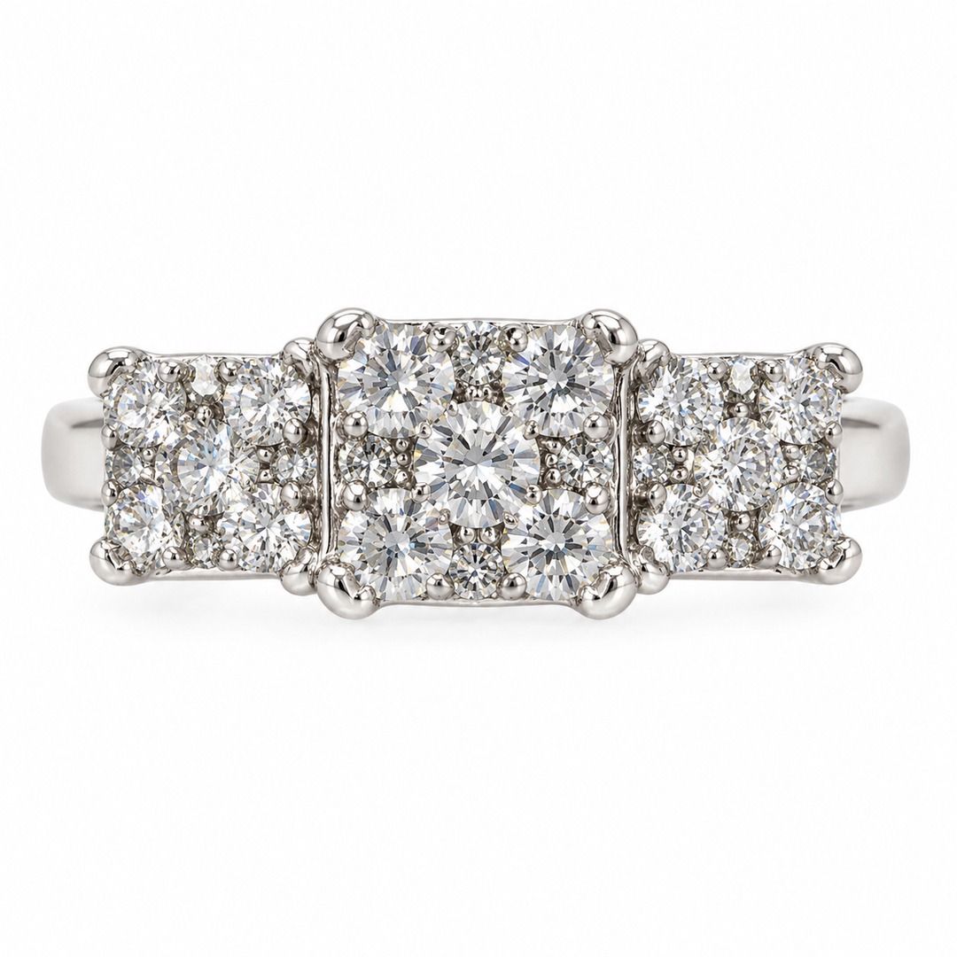 0.75 CTW 14K White Gold Diamond Cluster Ring