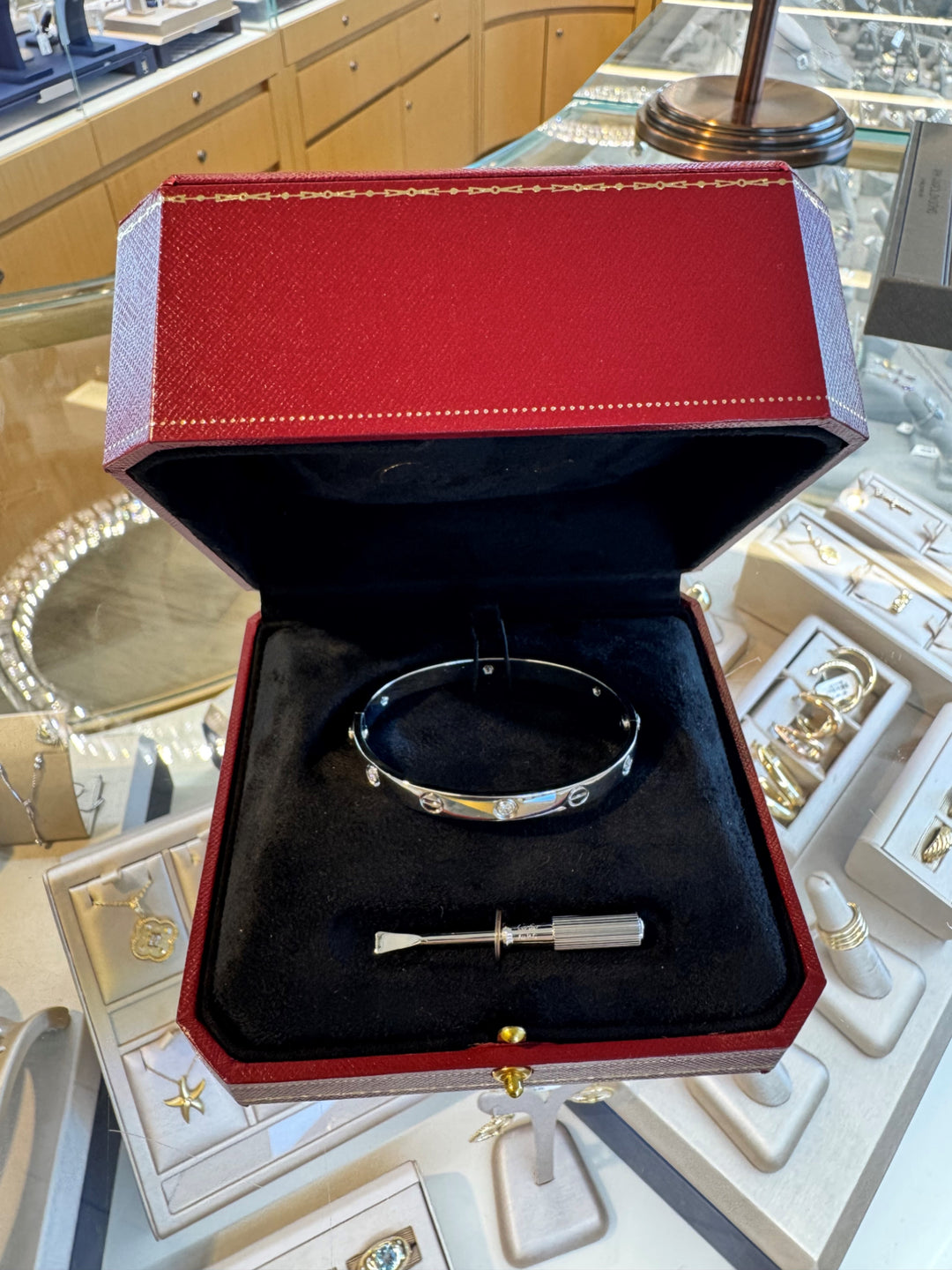 Vintage 1990s Cartier LOVE 0.54 CTW Diamond 18K White Gold Bracelet