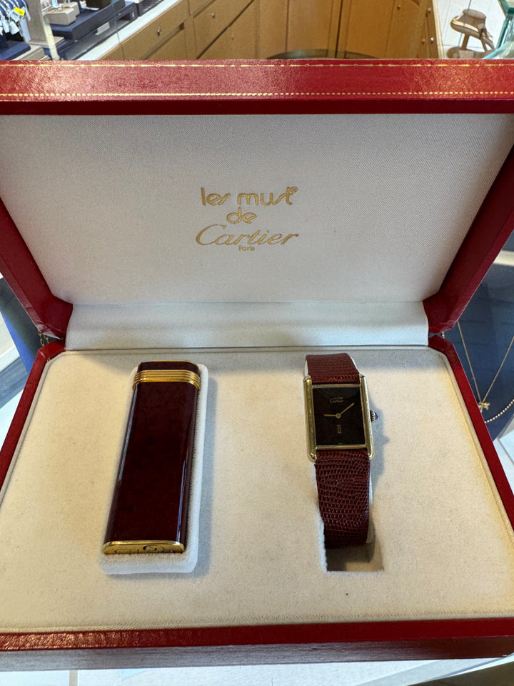 Pre-Owned Les Must de Cartier Watch with Original Box and Matching Lighter