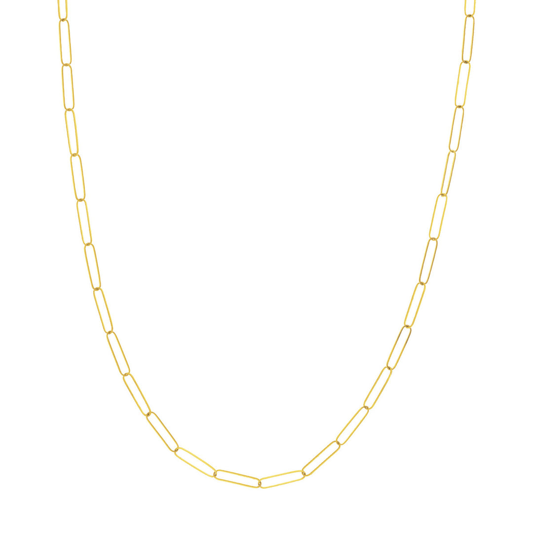 14K Yellow Gold Paper Clip Chain Necklace 18"