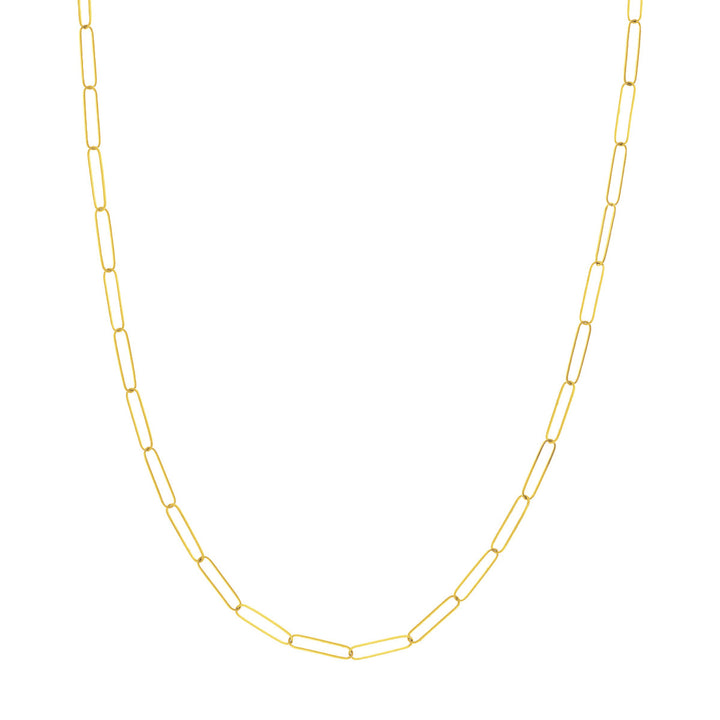 14K Yellow Gold Paper Clip Chain Necklace 18"