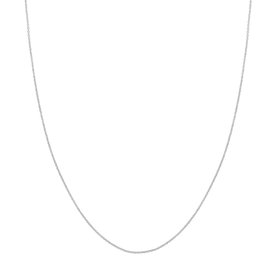 14K White Gold 1.05mm Cable Diamond Cut Link Chain, 18"