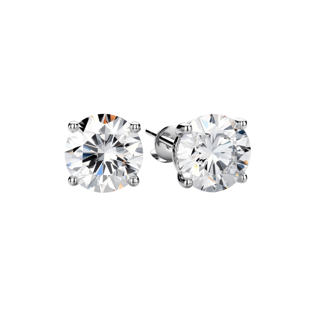 Legacy Four Prong Round Brilliant Diamond Stud Earrings - GIA Certified