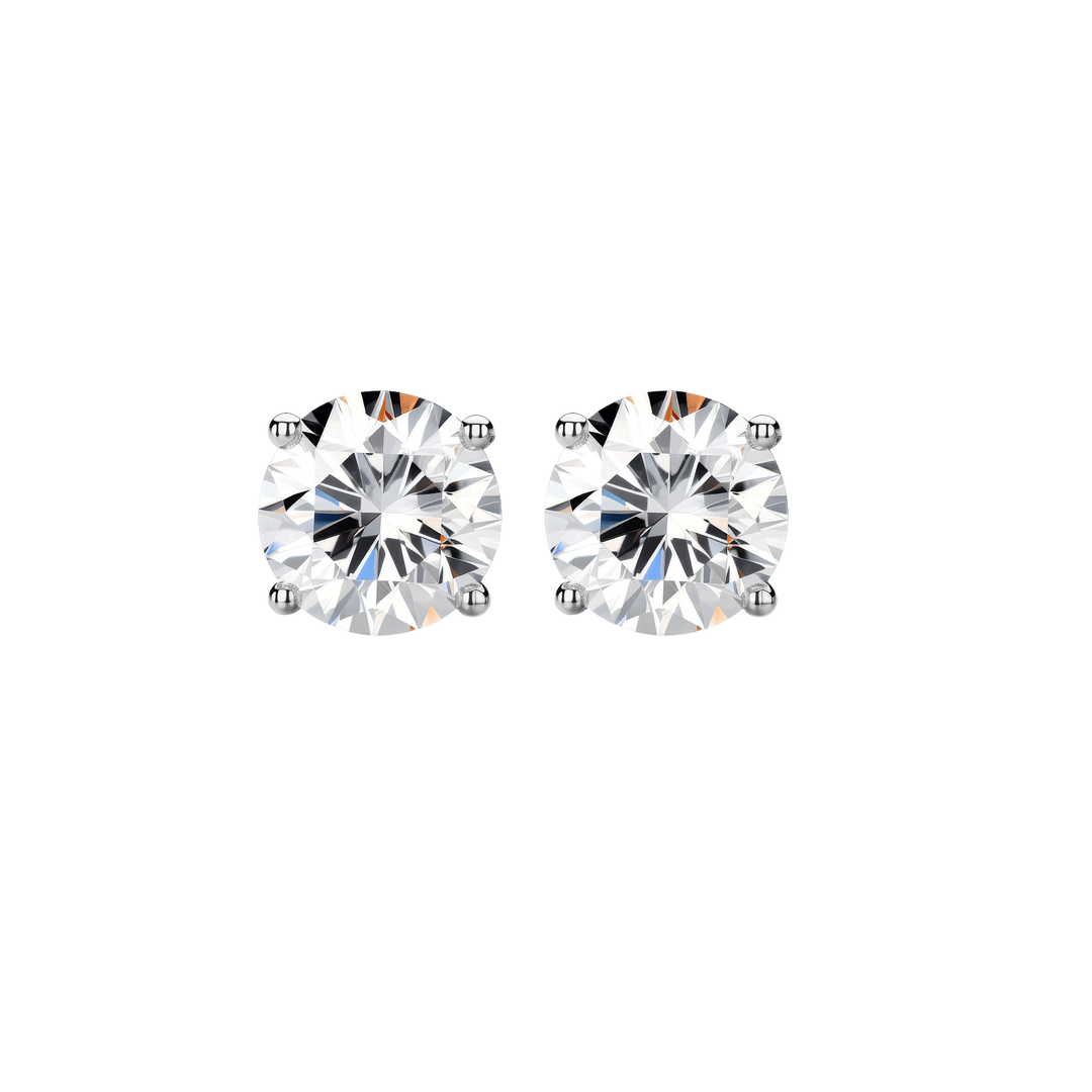 Legacy Four Prong Round Brilliant Diamond Stud Earrings - GIA Certified