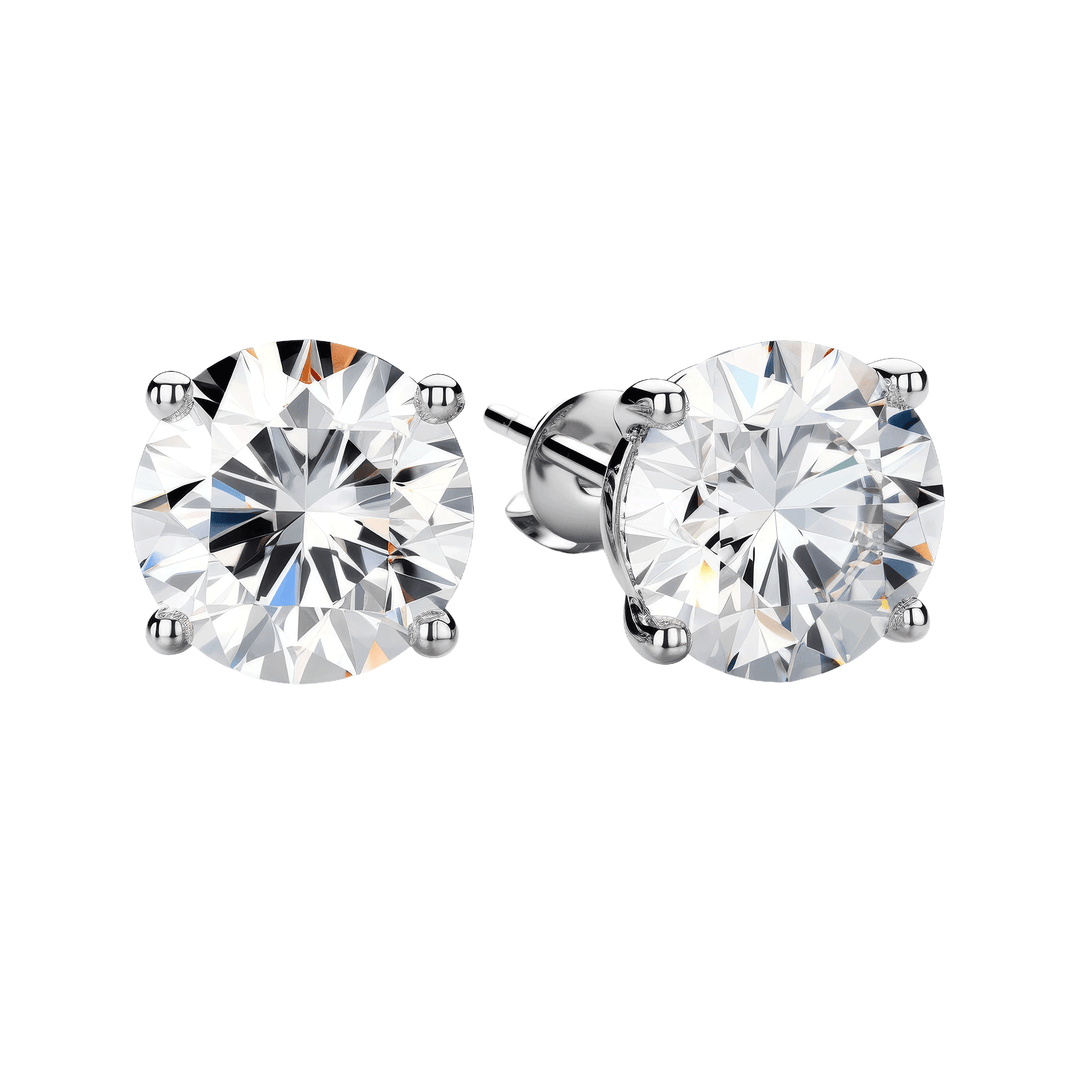Legacy Four Prong Round Brilliant Diamond Stud Earrings - GIA Certified