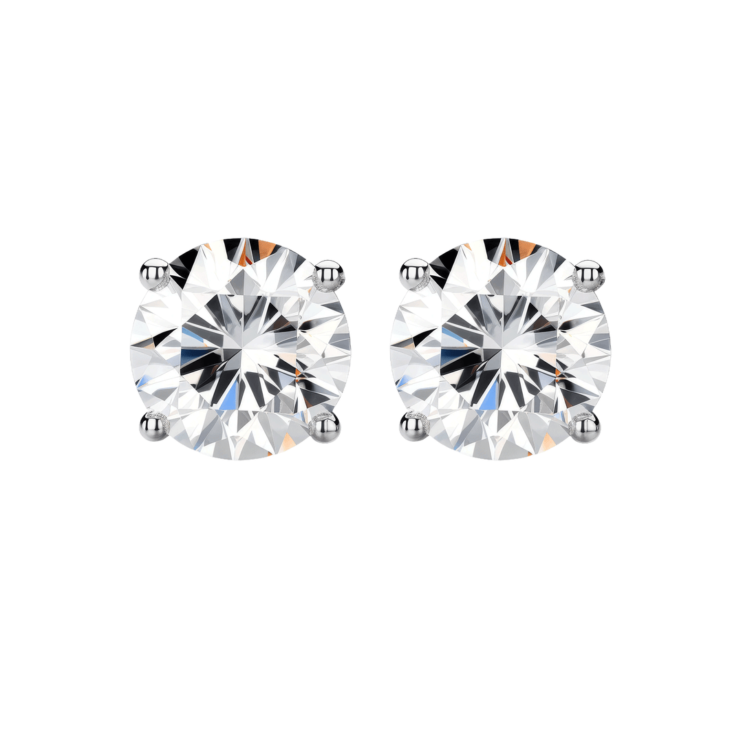 Legacy Four Prong Round Brilliant Diamond Stud Earrings - GIA Certified