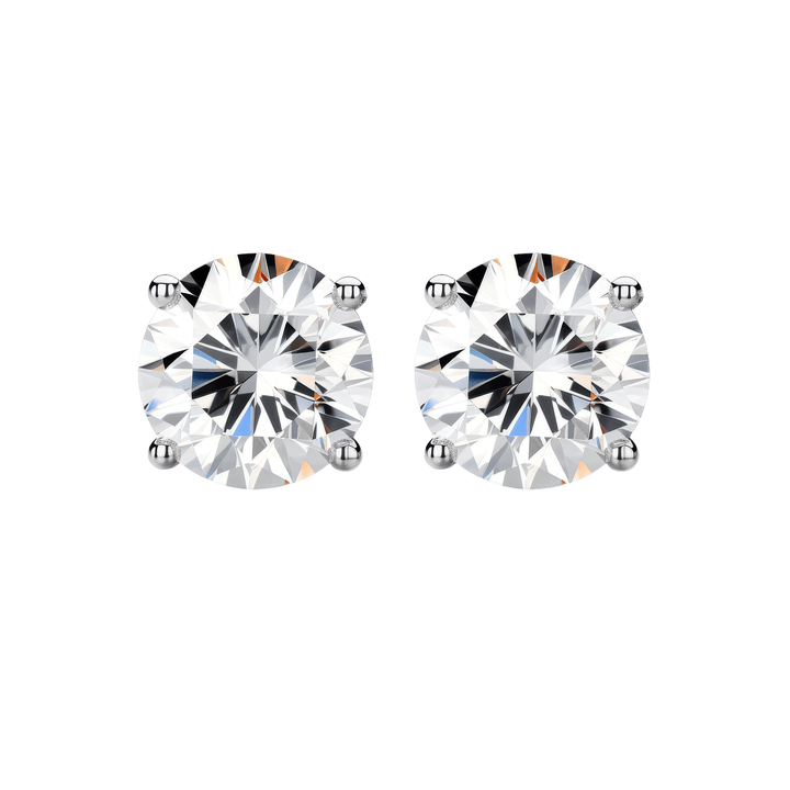 Legacy Four Prong Round Brilliant Diamond Stud Earrings - GIA Certified