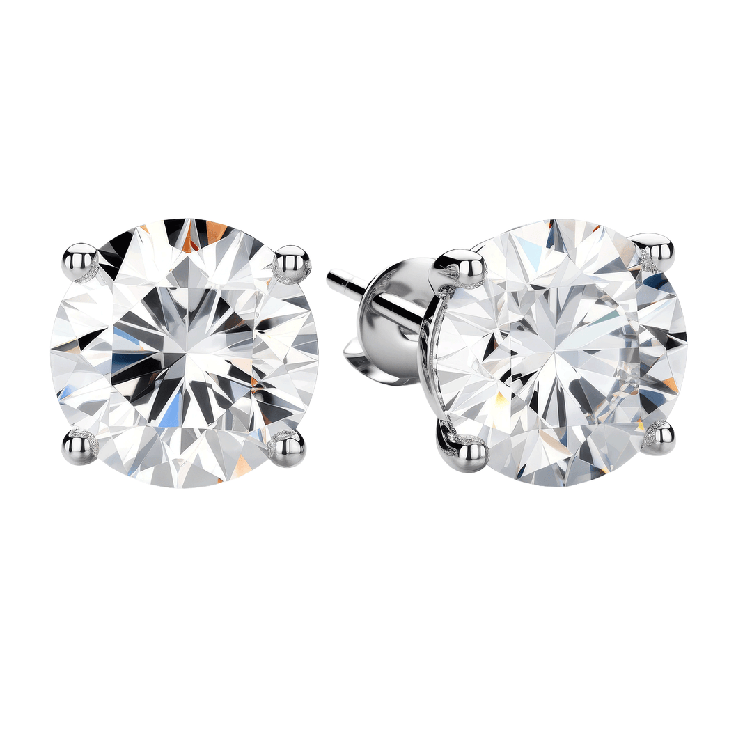 Legacy Four Prong Round Brilliant Diamond Stud Earrings - GIA Certified