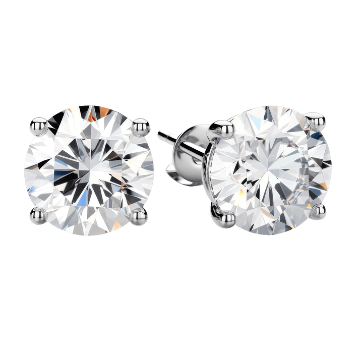 Legacy Four Prong Round Brilliant Diamond Stud Earrings - GIA Certified