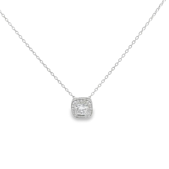 1.08 CTW Cushion Diamond Platinum Pendant Necklace