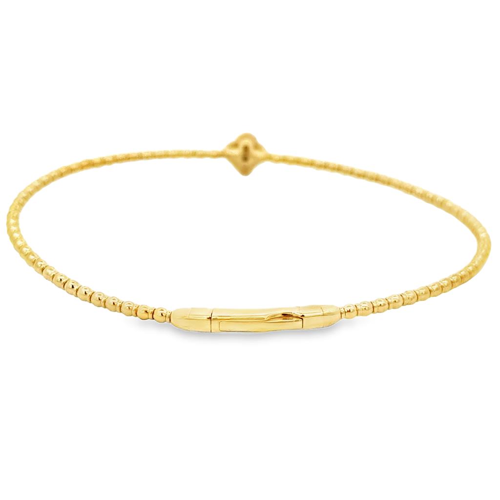 0.10 CTW Diamond 14K Yellow Gold Flexible Flower Bangle Bracelet