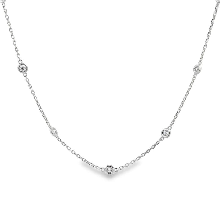 0.75 CTW Diamond by the Inch Chain Necklace in 14K White Gold – 18" Length
