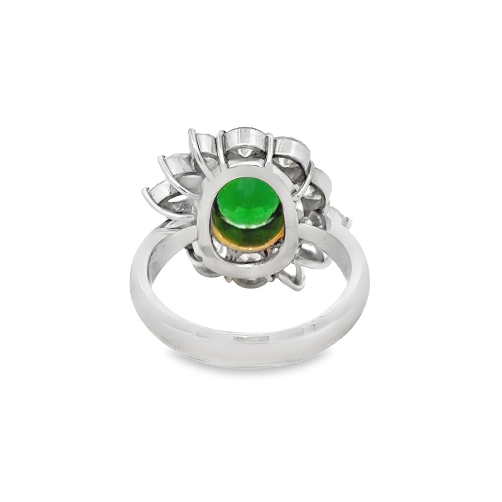 2.14 CT Oval Tsavorite & 2.09 CTW Diamond Platinum Ring