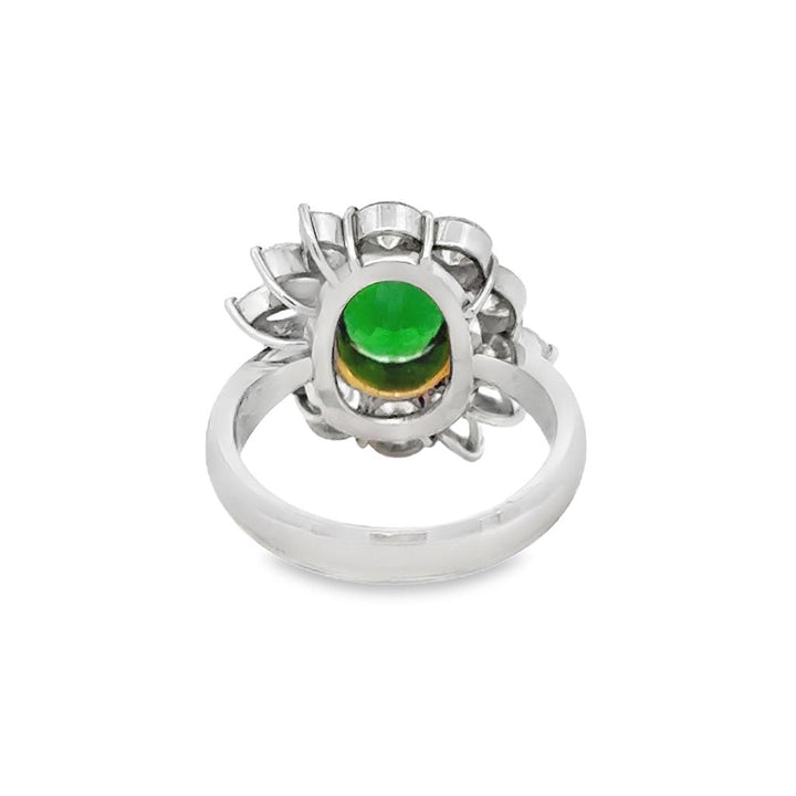 2.14 CT Oval Tsavorite & 2.09 CTW Diamond Platinum Ring