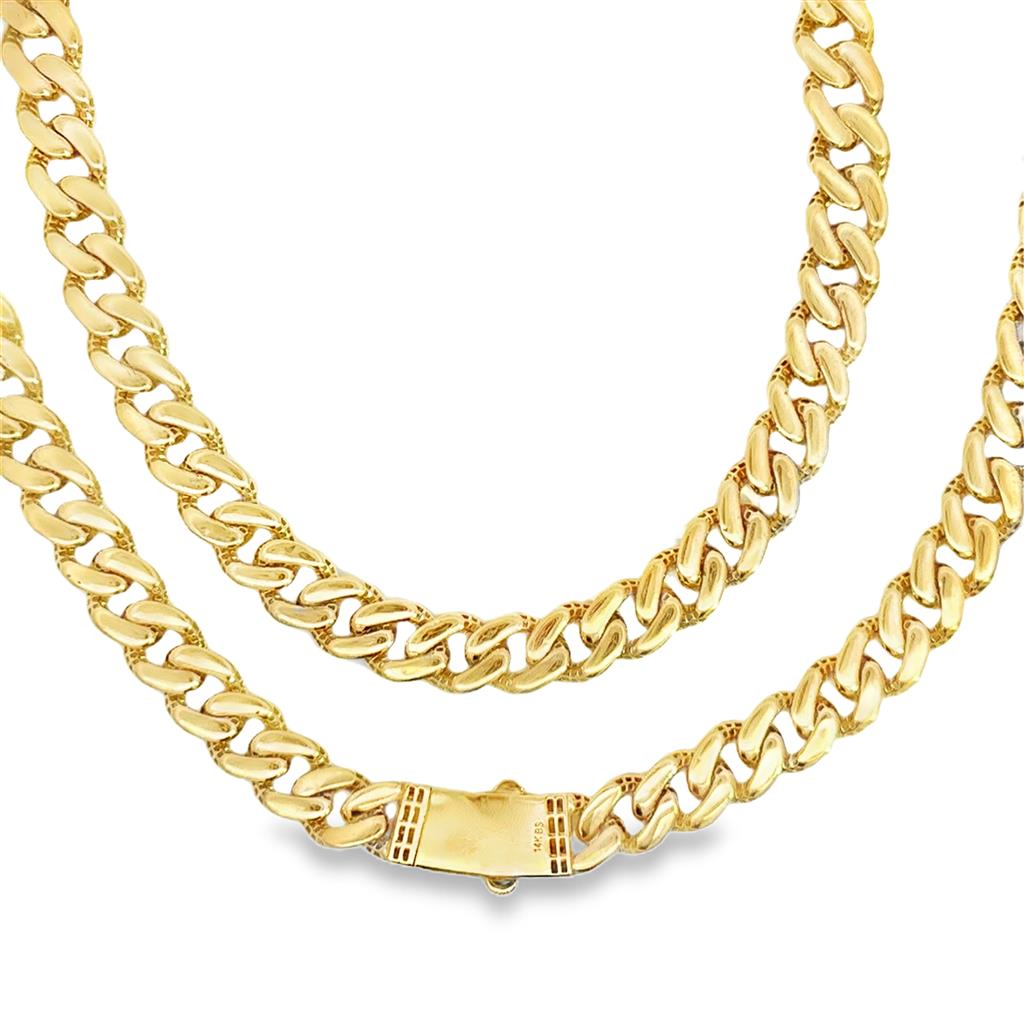 2.20 CTW Diamond 14K Two-Tone Gold Cuban Chain Necklace – 22.5" Long