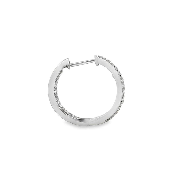 2.00 CTW Round & Baguette Diamond 14K White Gold Hoop Earrings
