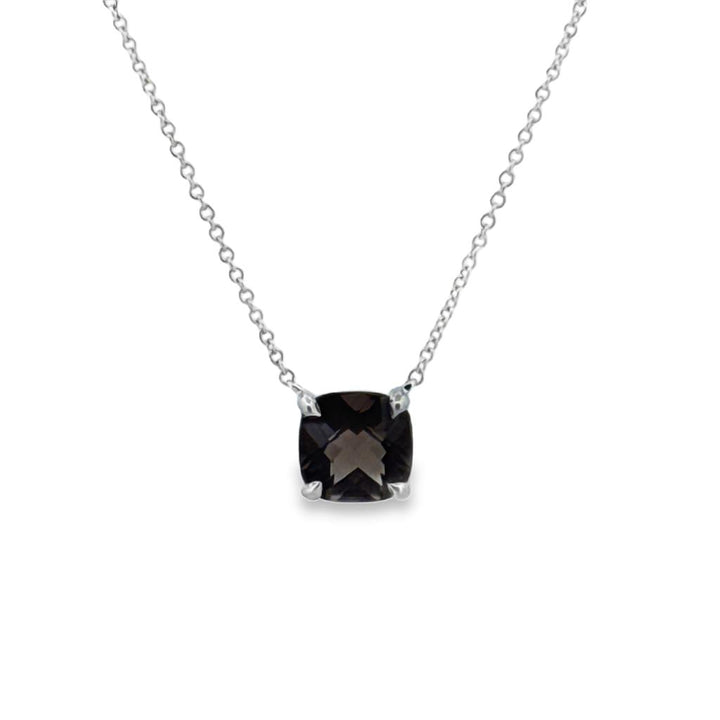 Tiffany & Co. Smoky Quartz 8mm Cushion-Cut Necklace, Sterling Silver