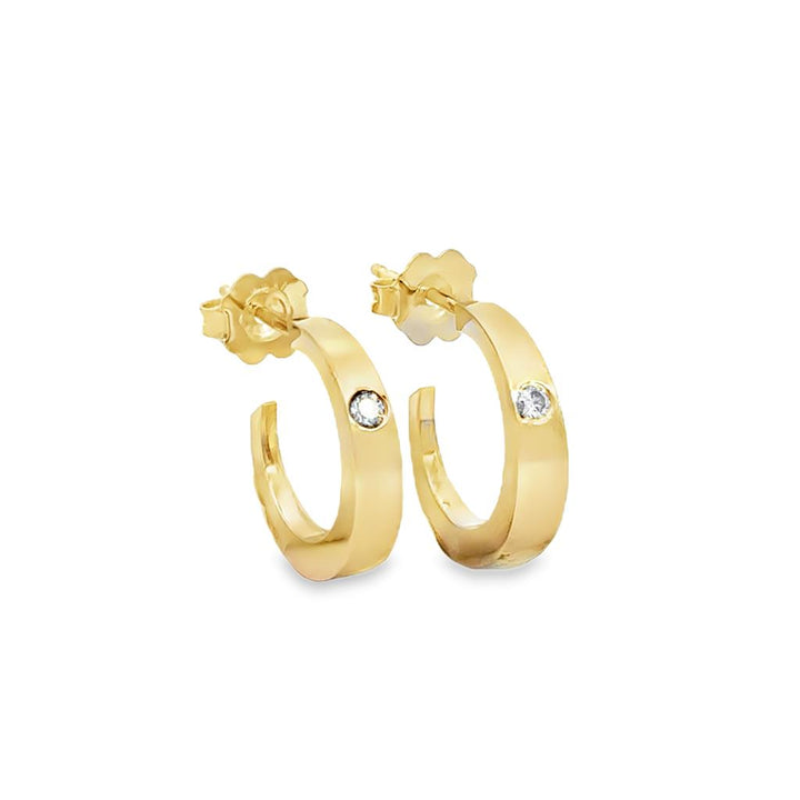 14K Yellow Gold 0.06 CTW Diamond Hoop Earrings – 14.5mm
