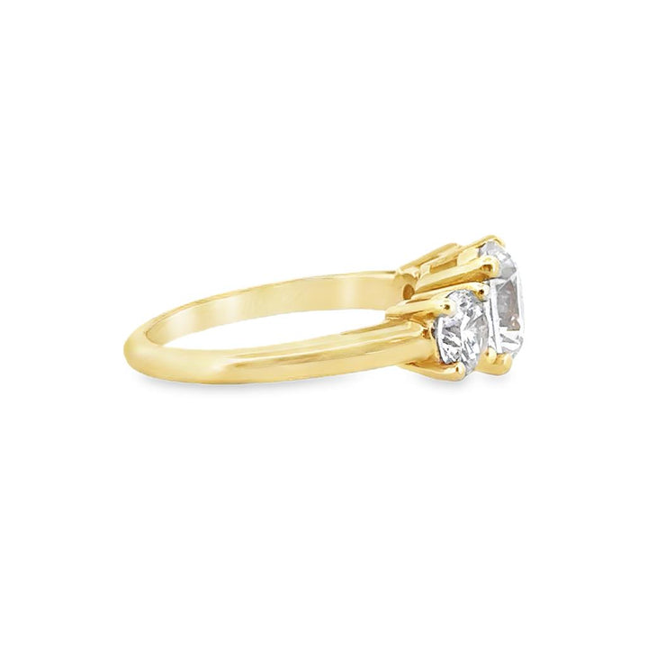 Three Stone Engagement Semi-Mount Ring in 18K Yellow Gold
