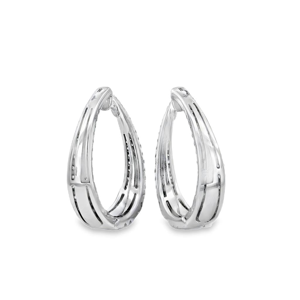 4.80 CTW Diamond Pavé Inside-Out 14K White Gold Hoop Earrings