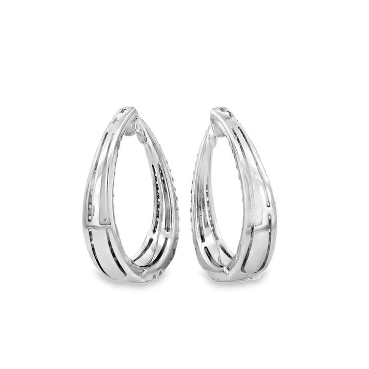 4.80 CTW Diamond Pavé Inside-Out 14K White Gold Hoop Earrings