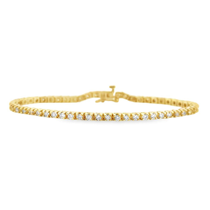 2.50 CTW Round Diamond Tennis Bracelet in 14K Yellow Gold, 7" Long