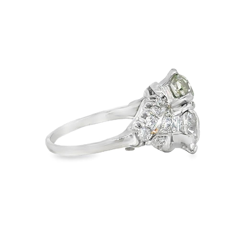 2.42 CTW Diamond 1920's Two-Stone Ring in Platinum