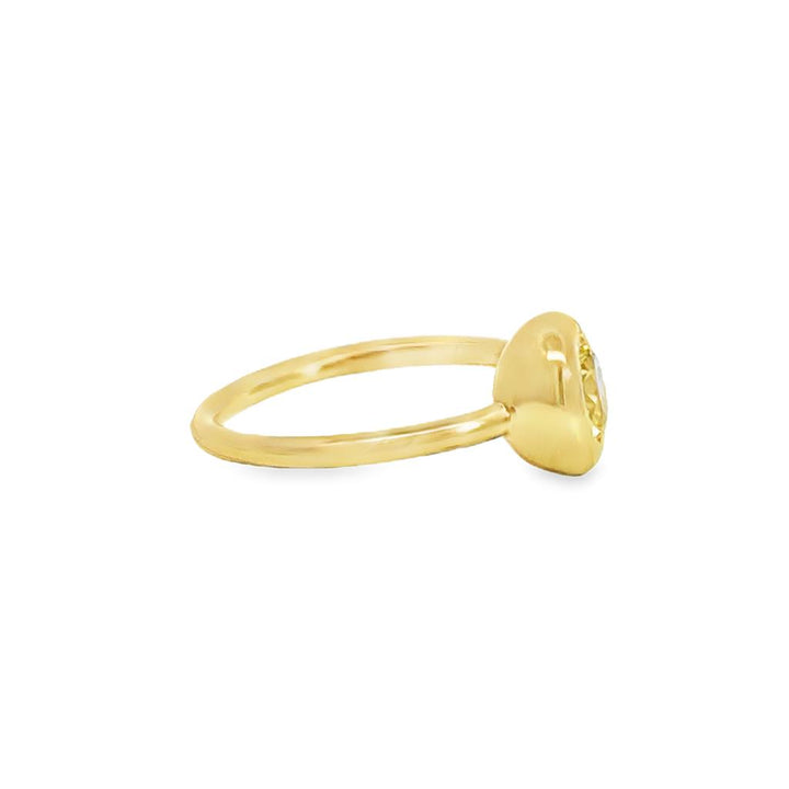 0.77 CT Yellow Diamond 18K Yellow Gold Bezel Set Off-Center Ring