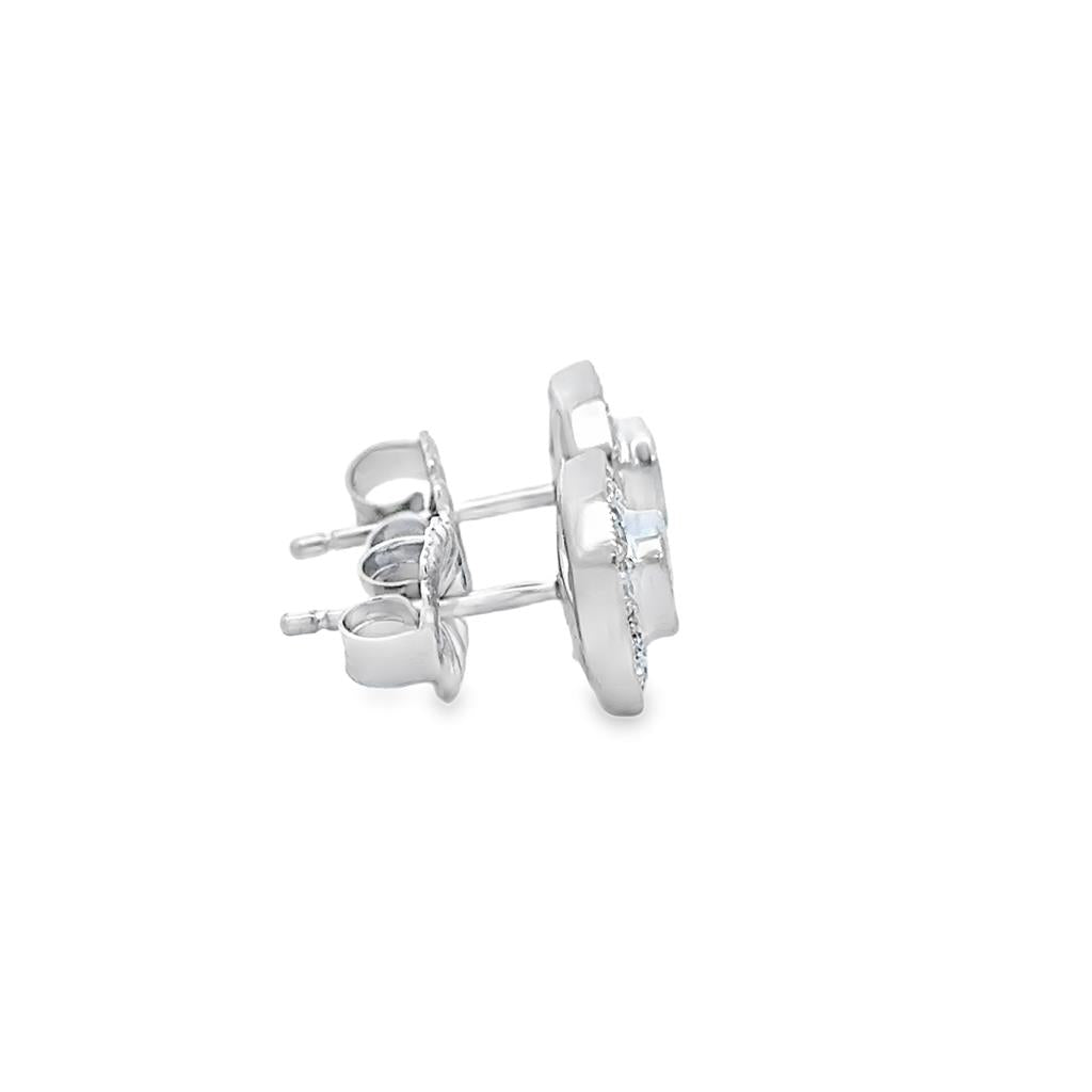 0.65 CTW Diamond Halo Stud Earrings 14K White Gold – 9mm