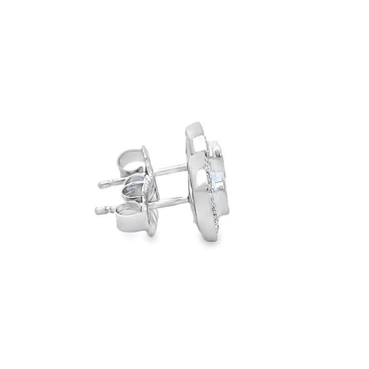 0.65 CTW Diamond Halo Stud Earrings 14K White Gold – 9mm