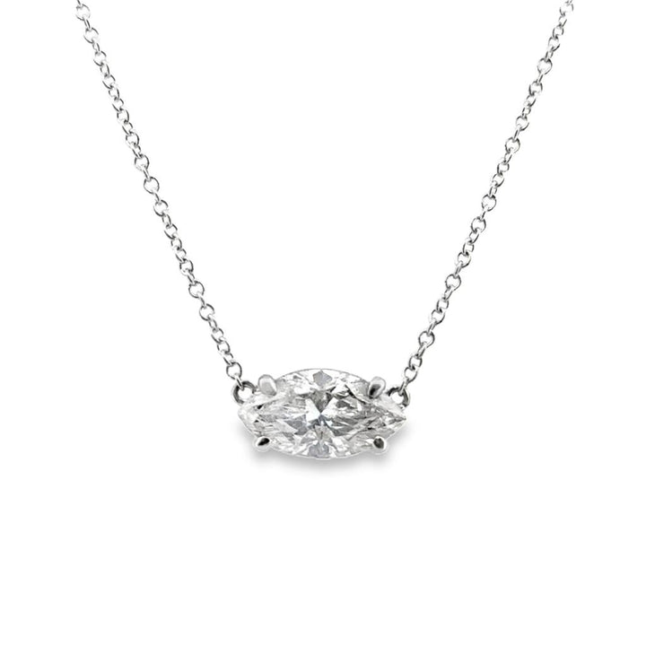 1.56 CT White Gold 18K Necklace with Marquise K/L I1 Diamond