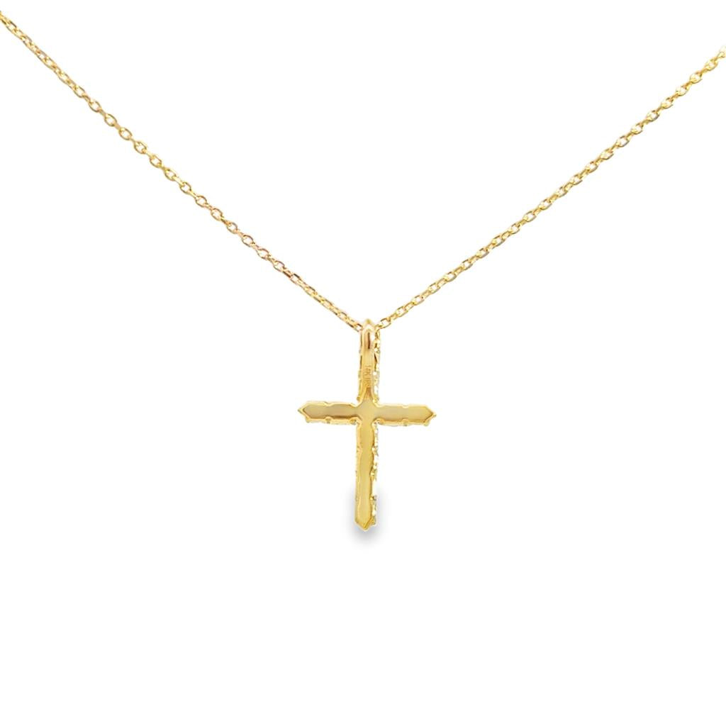 Freshwater Pearl Cross 14K Yellow Gold Necklace