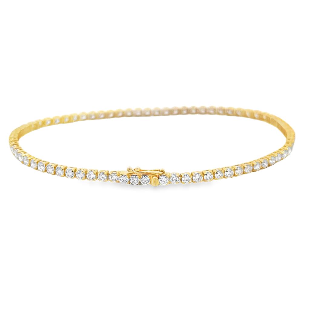 2.87ctw Diamond Tennis Bracelet – 18K Yellow Gold | 7" | 2.00mm Wide
