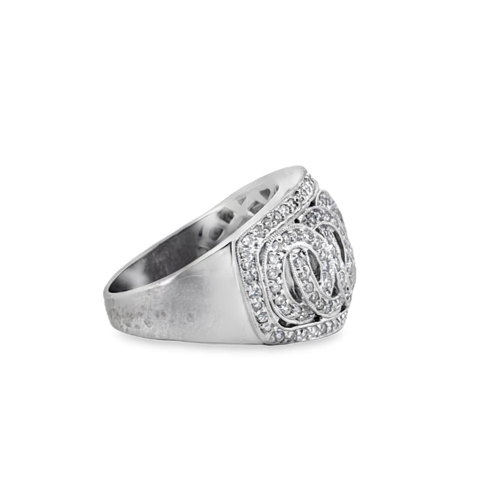 0.60 CTW Diamond Wide Dome Ring in 18K White Gold