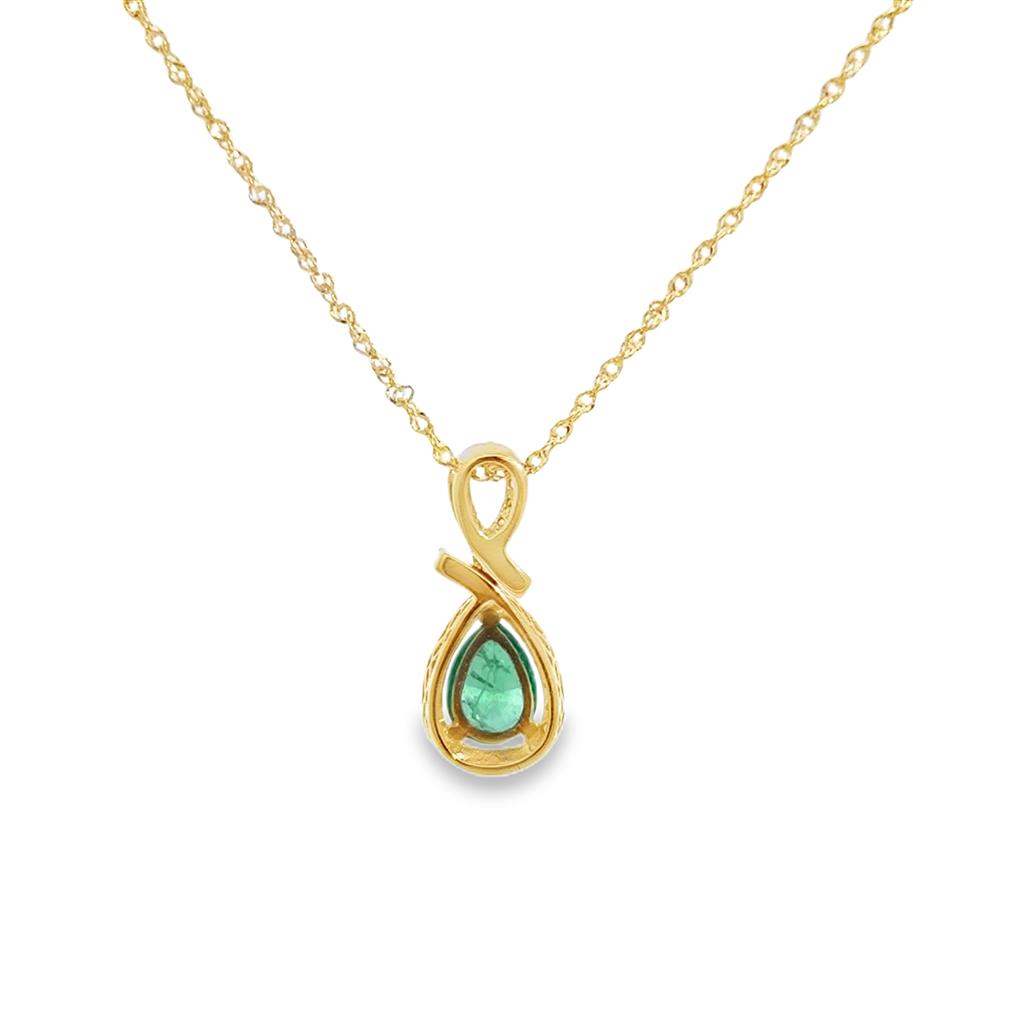 0.62 CT Pear-Shape Emerald & 0.16 CTW Diamond Pendant Necklace