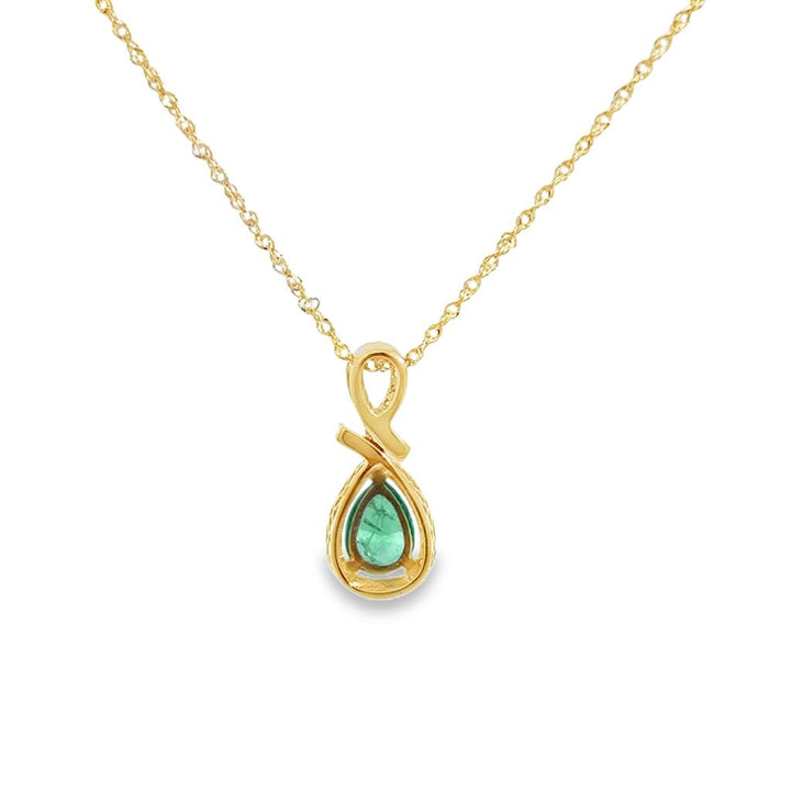 0.62 CT Pear-Shape Emerald & 0.16 CTW Diamond Pendant Necklace