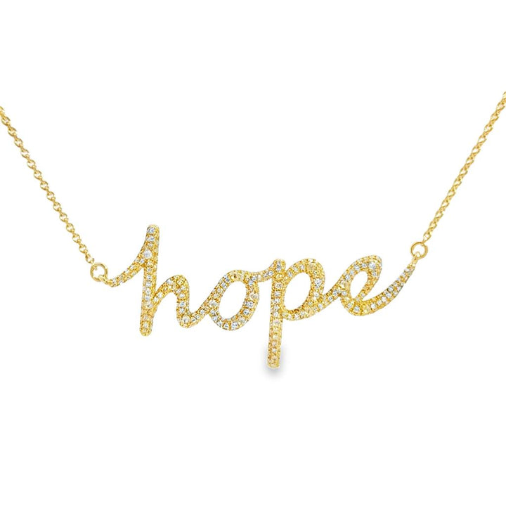 Diamond “Hope” Script Necklace – 18K Yellow Gold