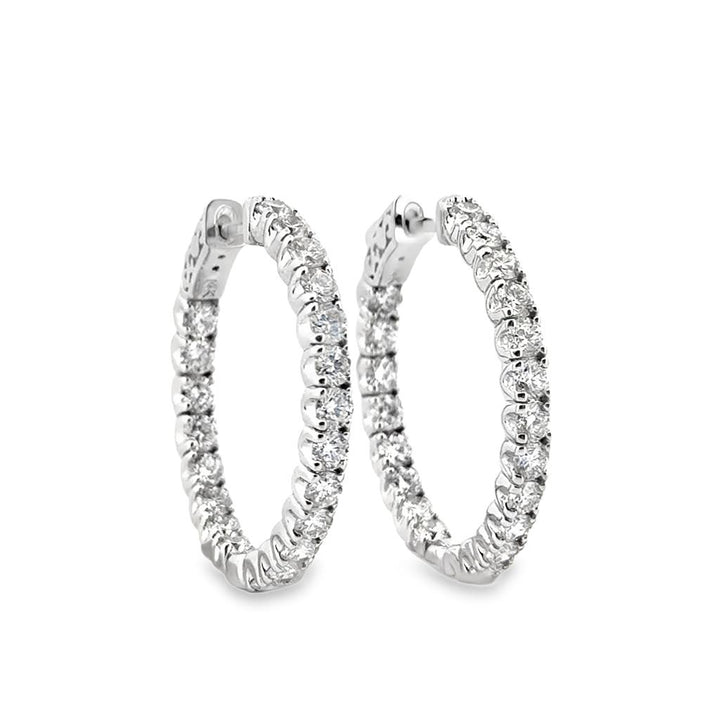 3.00 CTW Diamond Inside-Out Hoop Earrings 14K White Gold