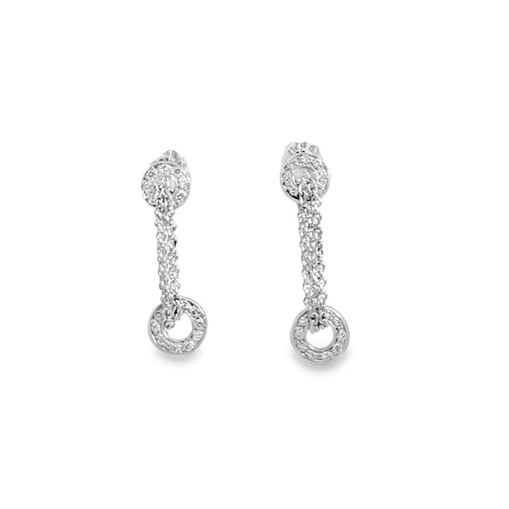 0.18 CTW Diamond Circle Drop Earrings in 14K White Gold