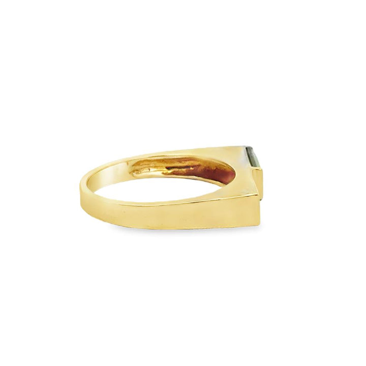 Pre-Owned Geometric Peridot 14K Yellow Gold Band Ring