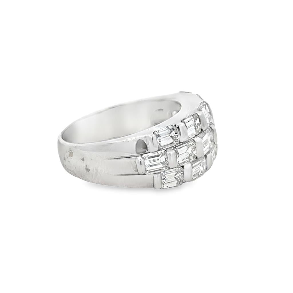 2.50 CTW Emerald-Cut Diamond 18K White Gold Wide Band Ring