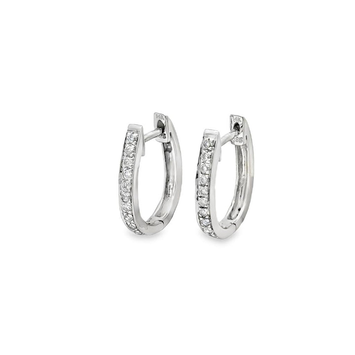 0.20 CTW Diamond 14K White Gold Oval Hoop Earrings