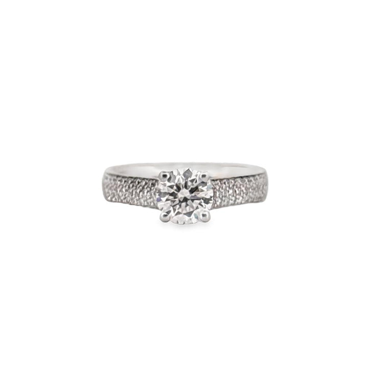 1.46 CTW Diamond Engagement Ring in 18K White Gold – 1.12ct Center (GIA)