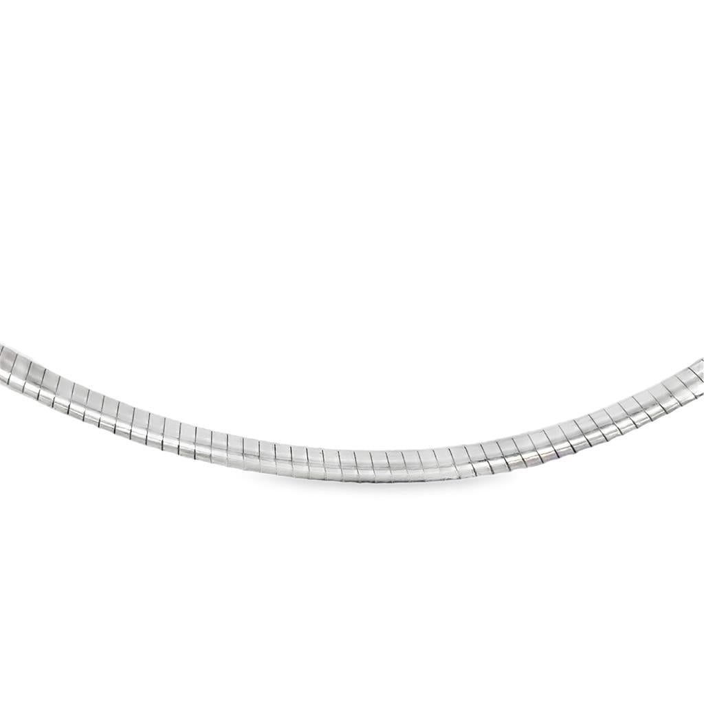 14K White Gold Omega Chain Necklace – 3.3mm