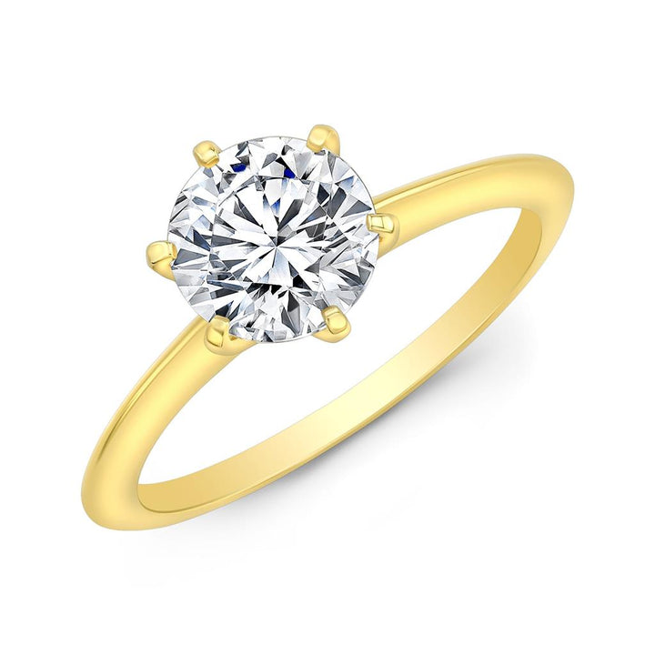 Classic Six Prong Semi-Mount 18K Yellow Gold Engagement Ring